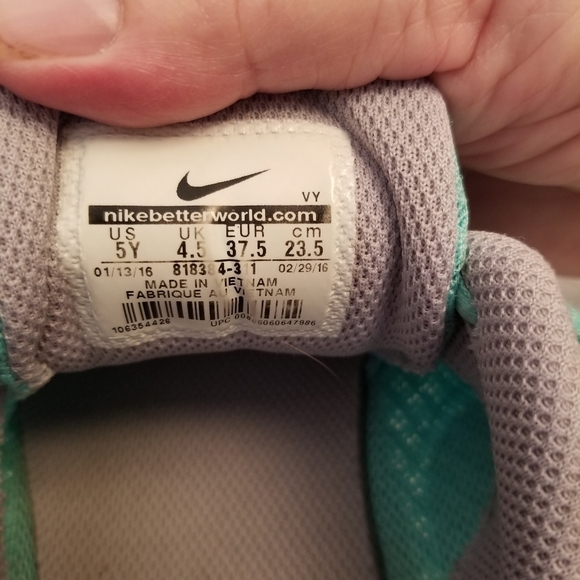 Nike Tanjun Aqua Blue Lace-up Light Sneaker  Sz. 7Y See Photos - Picture 5 of 9